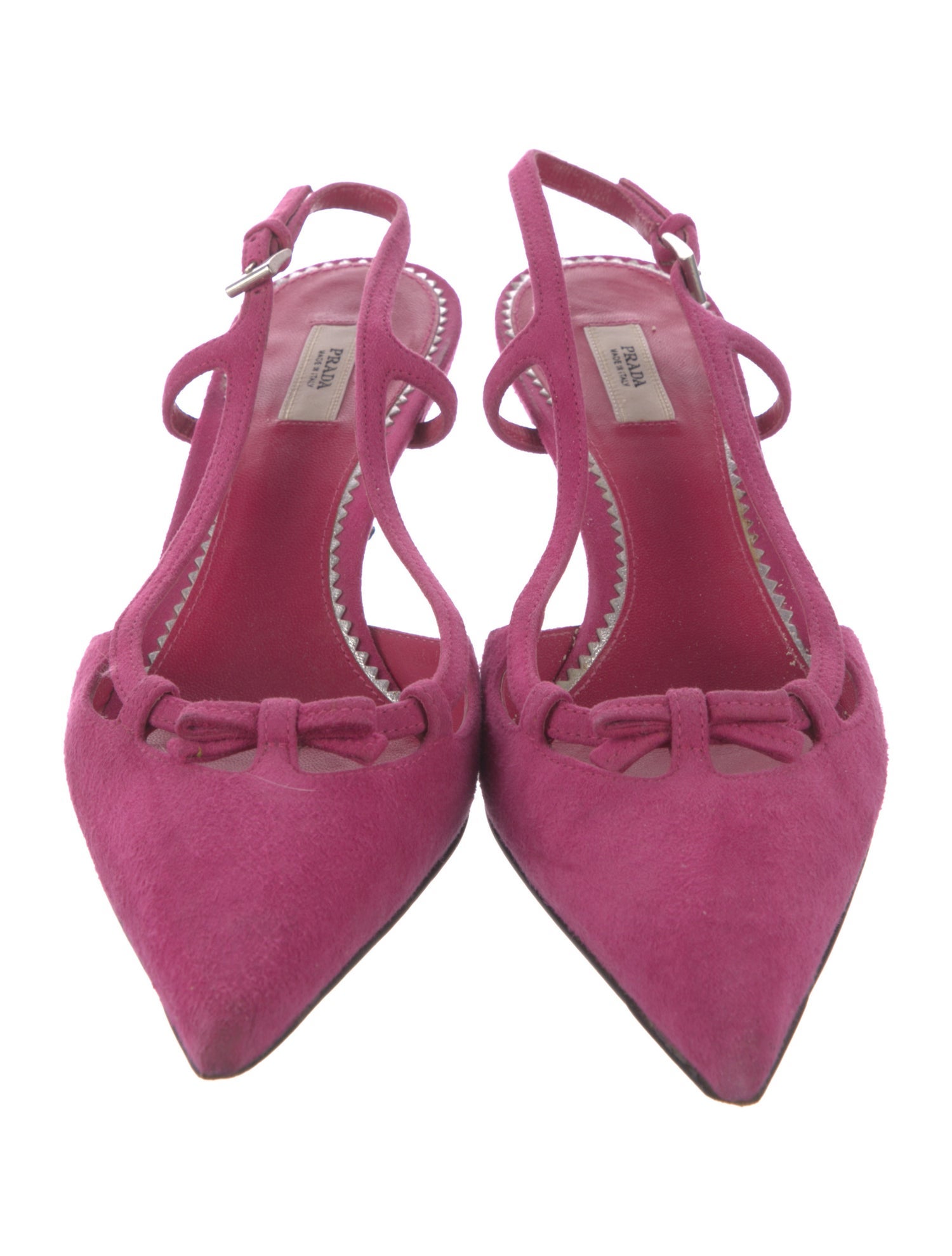 Prada Suede Bow Accents Slingback Pumps